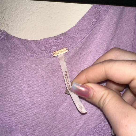 NWT free people purple linen blend asymmetrical hem blouse L boho contemporary - Picture 3 of 15